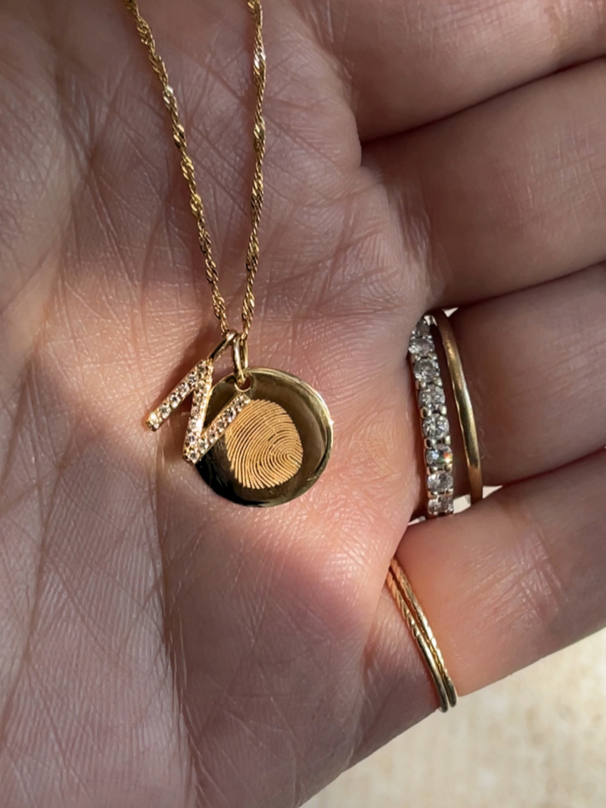 Diamond Initial Pendant | 14K Gold